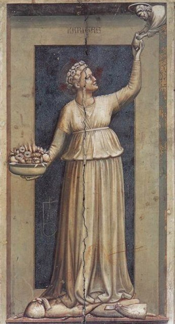 Vintagenews.com iliustr./Džioto paveikslas, kuriame moteris atiduoda širdį Kristui
