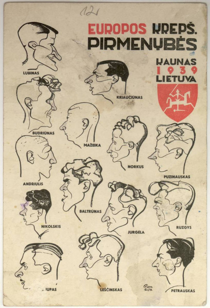 epaveldas.lt nuotr. /1939 m. Europos krepšinio čempionato atvirukas