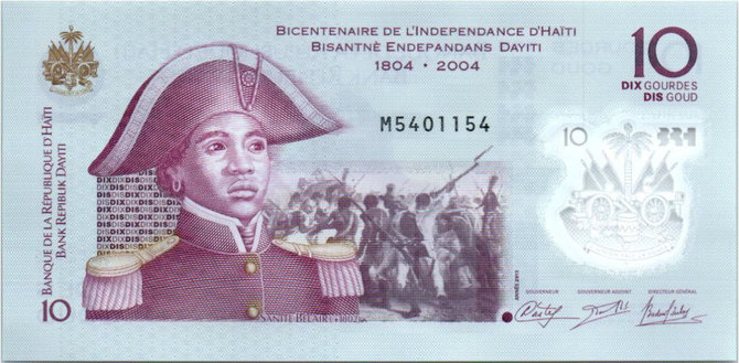 Praeitiespaslaptys.lt nuotr. /Haičio banknotas su nepriklausomybės kovų siužetais