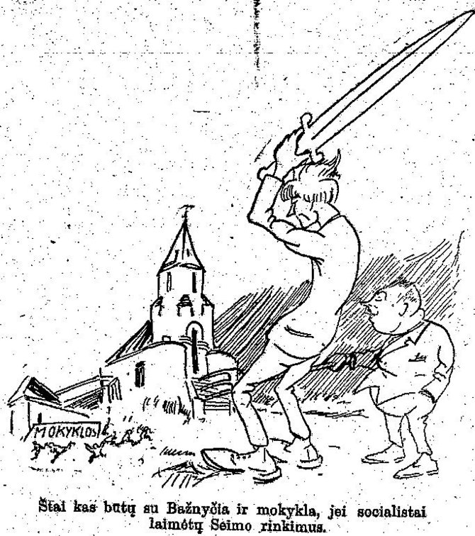 epaveldas.lt nuotr. /Valstiečių liaudininkų lyderius vaizduojanti karikatūra „Ryte“ 1926 m.
