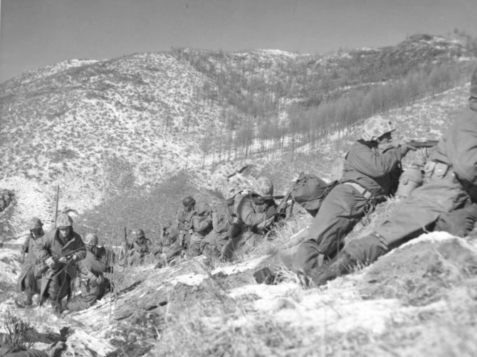Wikimedia Commons / Public Domain nuotr./Amerikiečių kariai Šiaurės Korėjoje 1950 m.