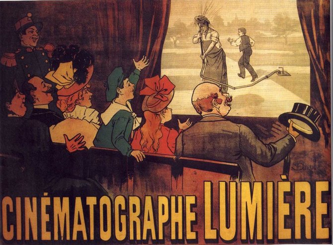 Wikimedia Commons nuotr./Brolių Lumiere'ų kinematografo reklama