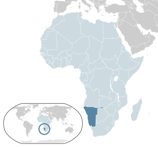 Wikimedia Commons / Public Domain pav./Namibija Afrikos žemėlapyje