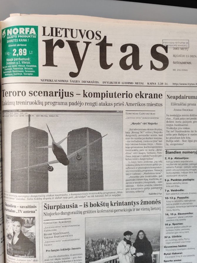 Ugniaus Antanavičiaus nuotr./„Lietuvos ryto“ viršelis rugsėjo 15 d.