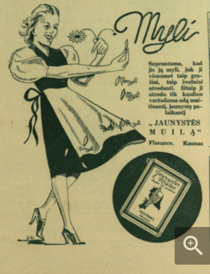Žurnalas „Moteris ir pasaulis“ / epaveldas.lt nuotr. /Muilo reklama iš žurnalo „Moteris ir pasaulis“ 1938 m. 12 nr. 