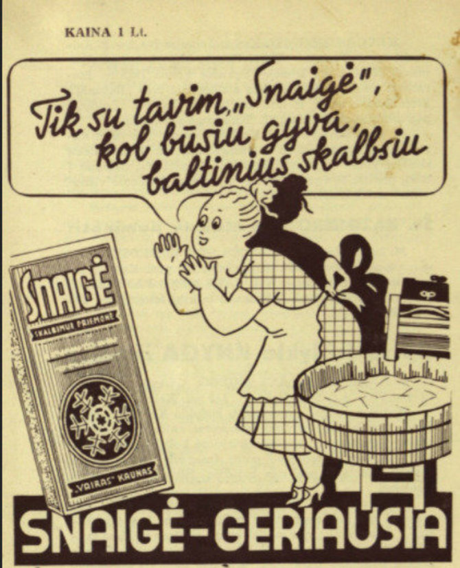 Žurnalas „Moteris ir pasaulis“ / epaveldas.lt nuotr. /„Snaigės“ reklama iš žurnalo „Moteris ir pasaulis“ 1940 m. 6 nr. 