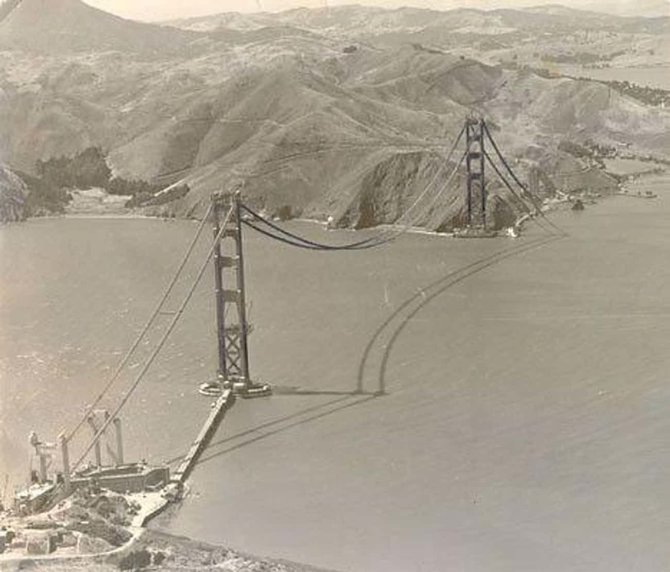 San Fransisko istorijos centro nuotr / CC-BY-NC-ND 2.0/San Fransisko Auksinių vartų tilto statybos
