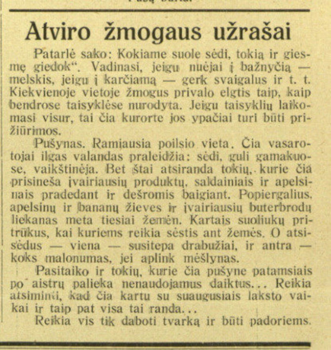 epaveldas.lt /Straipsnis tarpukario laikraštyje „Palangos pajūris“