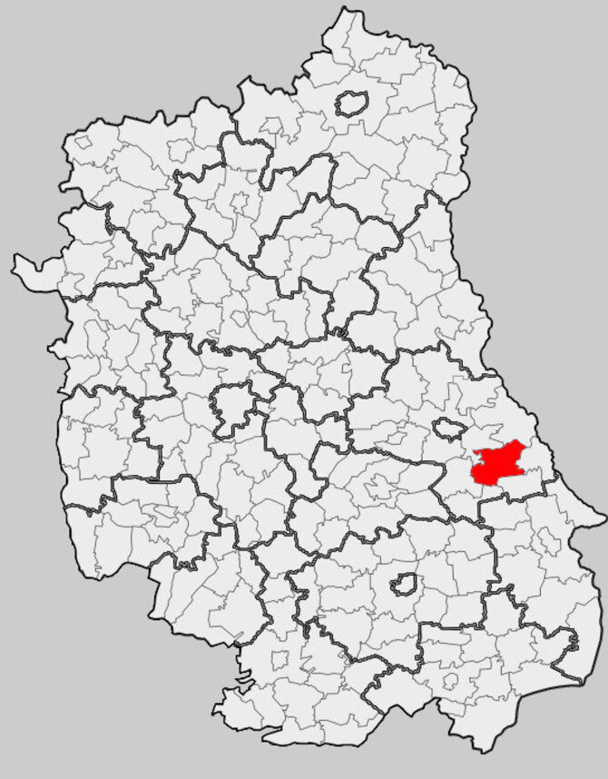 Wikimedia Commons pav./Žemaitijos valsčius Liublino vaivadijos žemėlapyje
