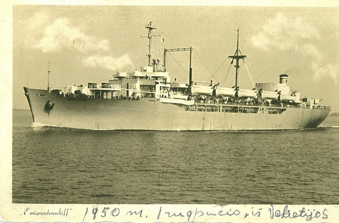 Leono Narbučio asmeninio archyvo nuotr./Laivas, kuriuo L. Narbutis atplaukė į JAV. 