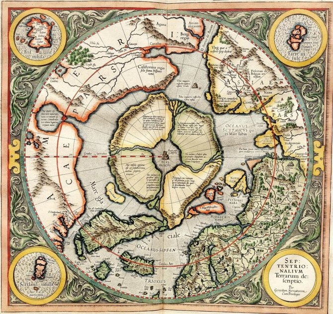 en.wikipedia.org nuotr. /Šiaurės ašigalis G.Mercatoriaus žemėlapyje