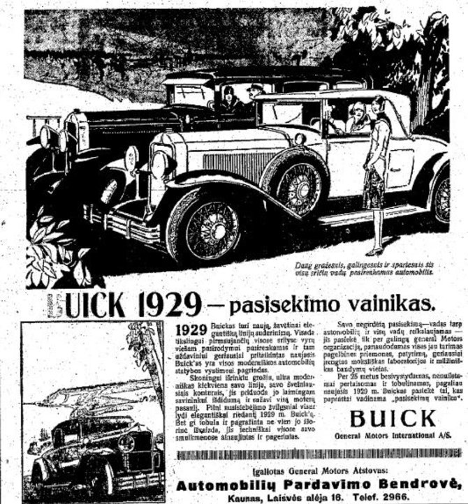 epaveldas.lt nuotr./Automobilio reklama „Lietuvos aide“ 1929 m.