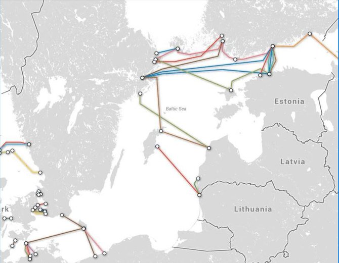 Interneto kabeliai Baltijos jūros dugnu