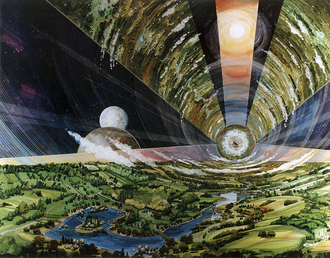 NASA nuotr./Taip galėtų atrodyti gyvenimas besisukančiame cilindre