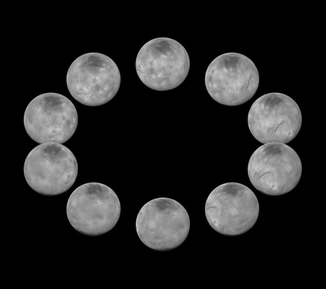 NASA nuotr./Plutono palydovas Charonas iš skirtingų pusių