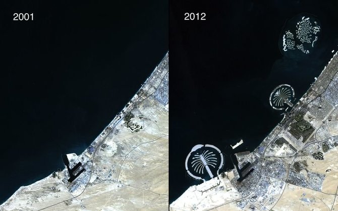 NASA nuotr./Dirbtinės salos Dubajuje