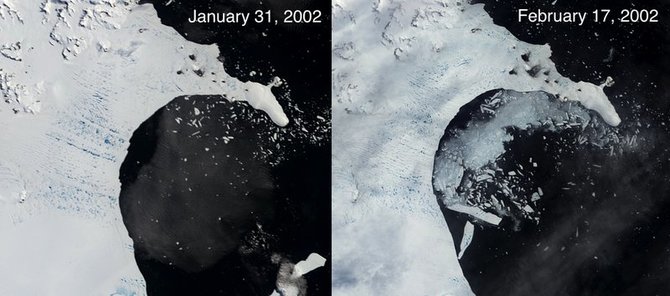 NASA nuotr./Atskilęs Antarktidos ledynas Larsen B