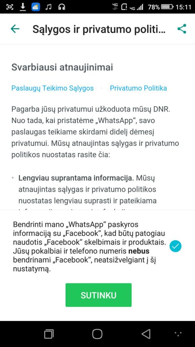 Naujieji „WhatsApp“ privatumo nustatymai