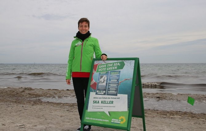 Prie Europos žaliųjų partijų narių organizuojamų Baltijos jūros apsaugai skirtų plaukimo renginių prisijungė ir kandidatė į Europos Komisijos prezidentus Ska Keller.