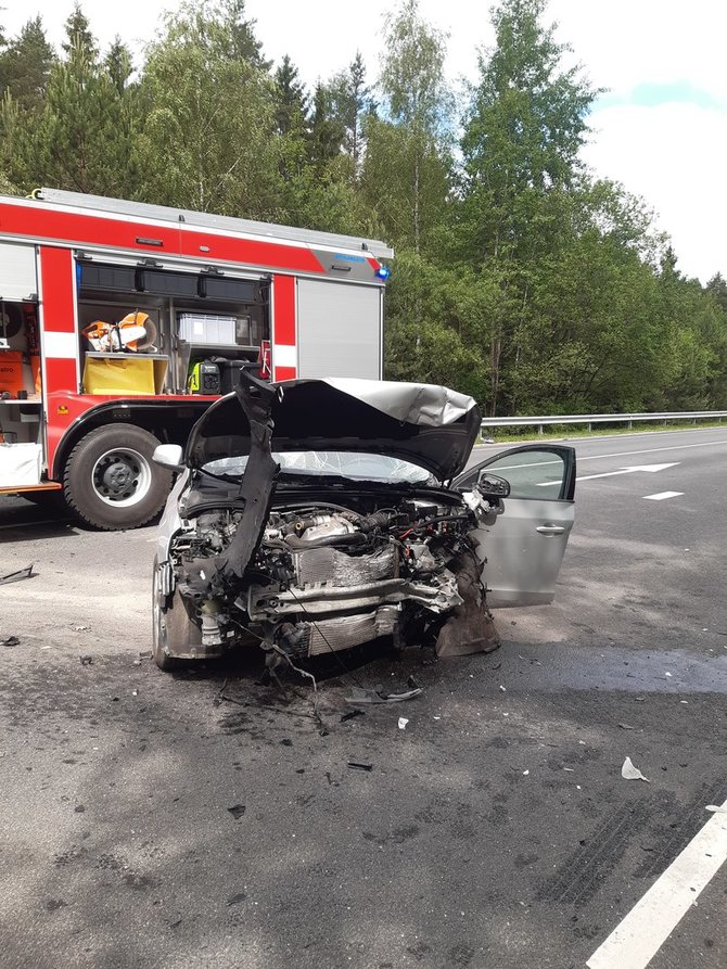 Policijos nuotr./Avarija Prienų rajone