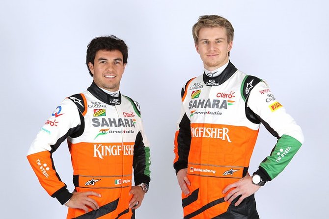 „Force India” nuotr./Sergio Perezas ir Nico Hulkenbergas