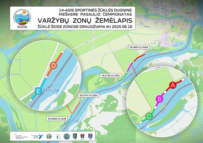 Lietuvos sportinės žūklės federacijos nuotr./Varžybų zonų žemėlapis