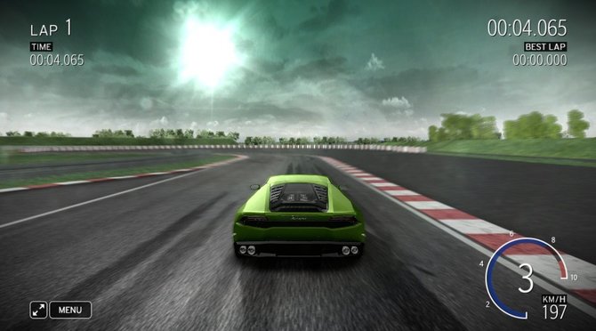 Žaidimo stop kadras/„Lamborghini Huracan“ virtualioje trasoje