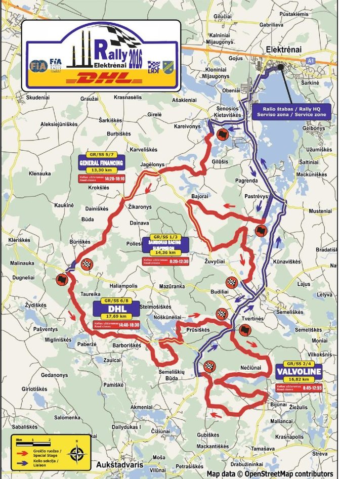 Organizatorių žemėlapis/„DHL Rally Elektrėnai“ greičio ruožai