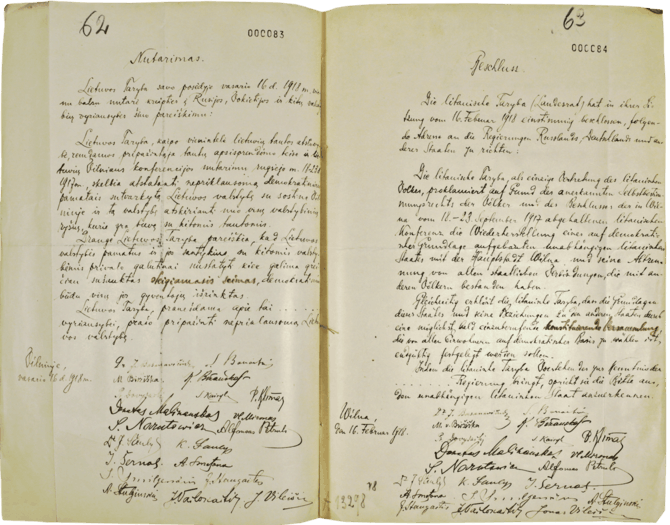 Politisches Archiv des Auswärtigen Amts/Vasario 16-osios akto dvikalbis rankraštinis originalas.