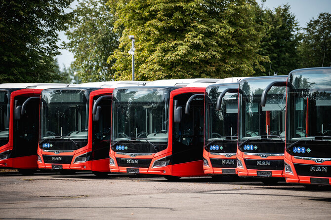 Kauno autobusai/Kauno gatvėmis važiuoja 64 nauji dujiniai autobusai MAN Lions‘s City