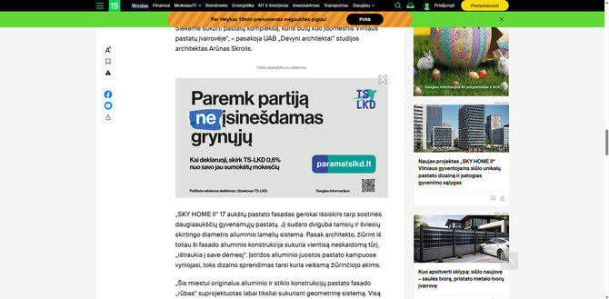 Reklamos ekrano nuotrauka