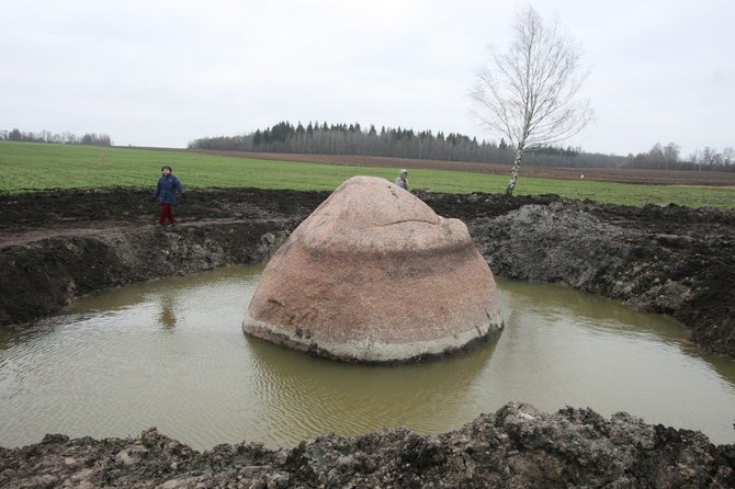 Alvydo Januševičiaus nuotr./Veršių kaime atkastas milžiniškas akmuo