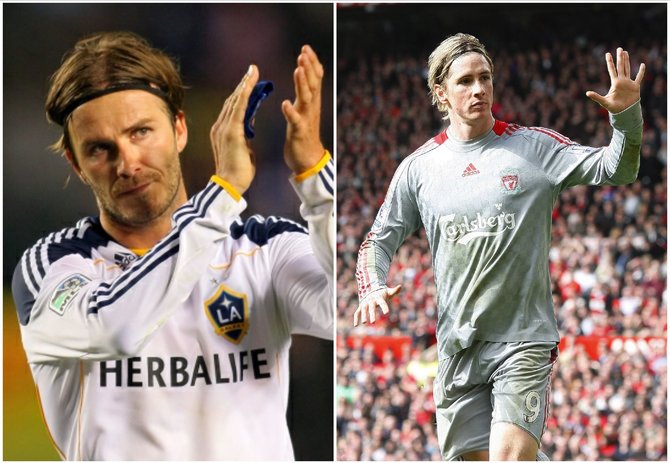 „Scanpix“ nuotr./Davidas Beckhamas (kairėje) ir Fernando Torresas (2009 m.)