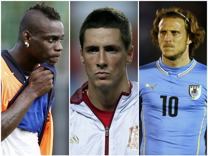 „Scanpix“ nuotr./Iš kairės: Mario Balotelli, Fernando Torresas ir Diego Forlanas.