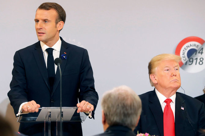 AFP/„Scanpix“ nuotr./Emmanuelis Macronas ir Donaldas Trumpas