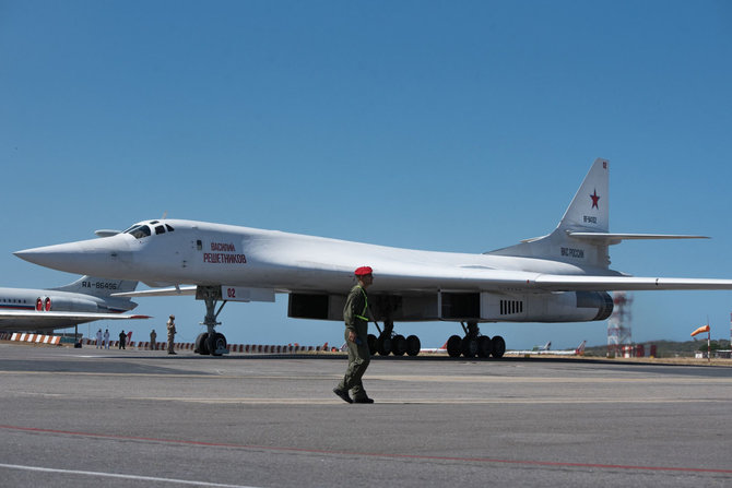 „Scanpix“/„SIPA“ nuotr./Rusijos strateginis bombonešis „Tu-160“ Venesueloje