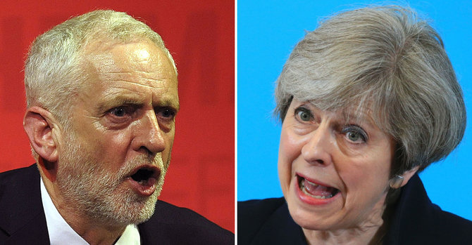 AFP/„Scanpix“ nuotr./Jeremy Corbynas ir Theresa May
