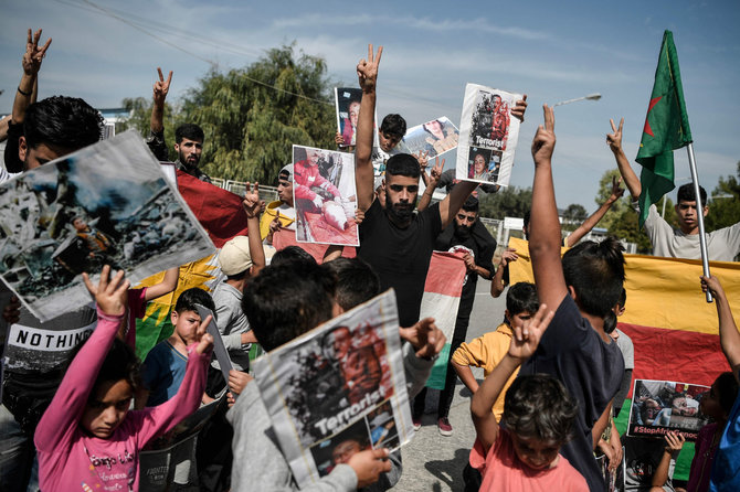 AFP/„Scanpix“ nuotr./Sirijos kurdų protestas
