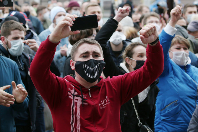 „Scanpix“/ITAR-TASS nuotr./Demonstracija Baltarusijoje