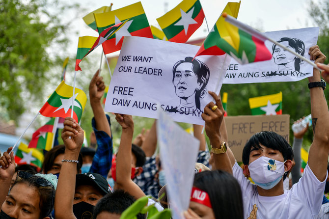 „Scanpix“ nuotr./Protestai Mianmare