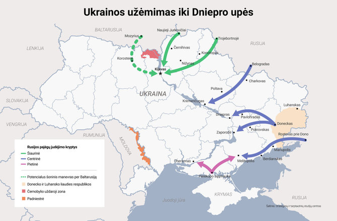 15min nuotr./Galimas Rusijos puolimas Rytų Ukrainoje iki Dniepro upės