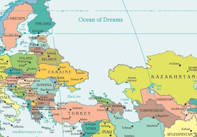 „Facebook“ nuotr./Žemėlapis, kuriame Rusija vaizduojama kaip „Svajonių vandenynas“