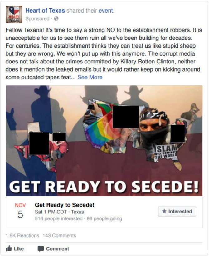 „Facebook“ nuotr./Teksaso gyventojus kviesta „ruoštis atsiskirti“