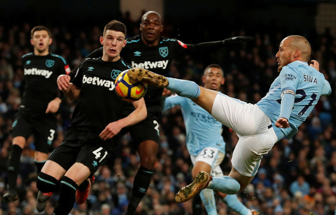 „Reuters“/„Scanpix“ nuotr./Davidas Silva išplėšė pergalę prieš „West Ham United“