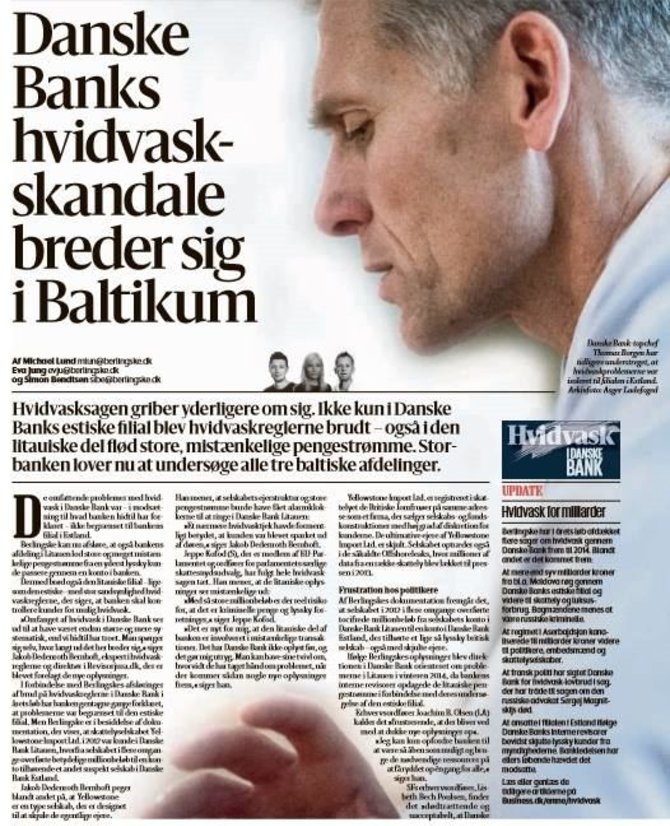 Berlingske straipsnis apie Danske banką