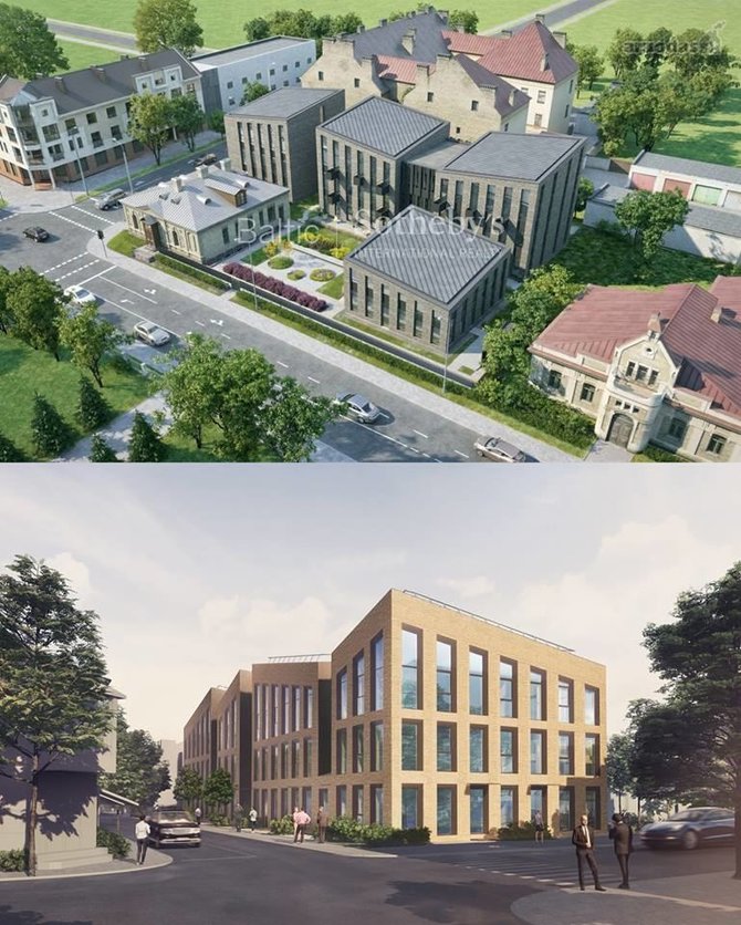 Viršuje – A.Ambraso studijos projektuoti namai Vytauto gatvėje, apačioje – „Cloud architektų“ projektuoti namai Vytauto gatvėje