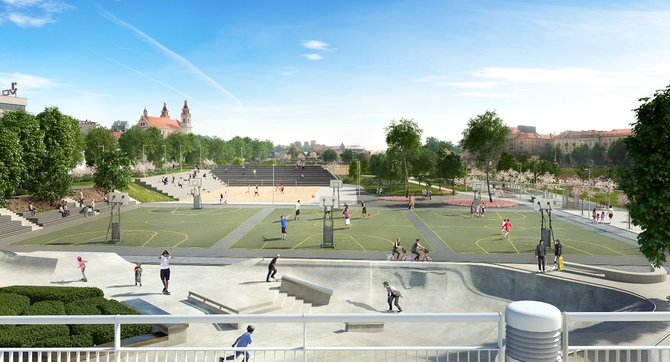 Vilniaus m. sav. vizualizacija /Prie Baltojo tilto atsiras naujas sporto aikštynas