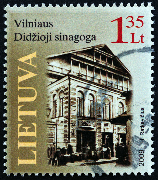 123rf.com/2009 metais išleistas pašto ženklas, kuriame vaizduojama Vilniaus Didžioji sinagoga