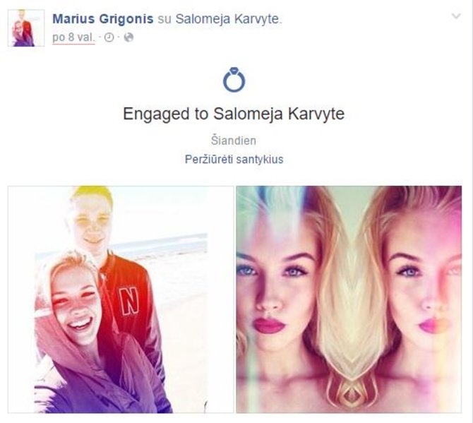 Marius Grigonis pasipiršo savo draugei Salomėjai