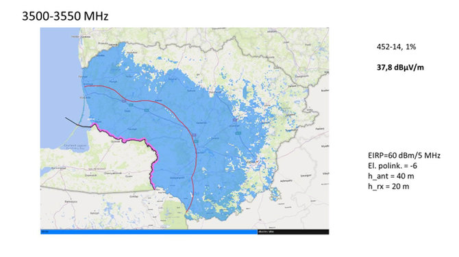 RRT iliustr./Mėlynai pažymėta teritorija, kurioje pagal dabartinę derybų būseną būtų ribojamas nurodytų parametrų bazinių stočių montavimas